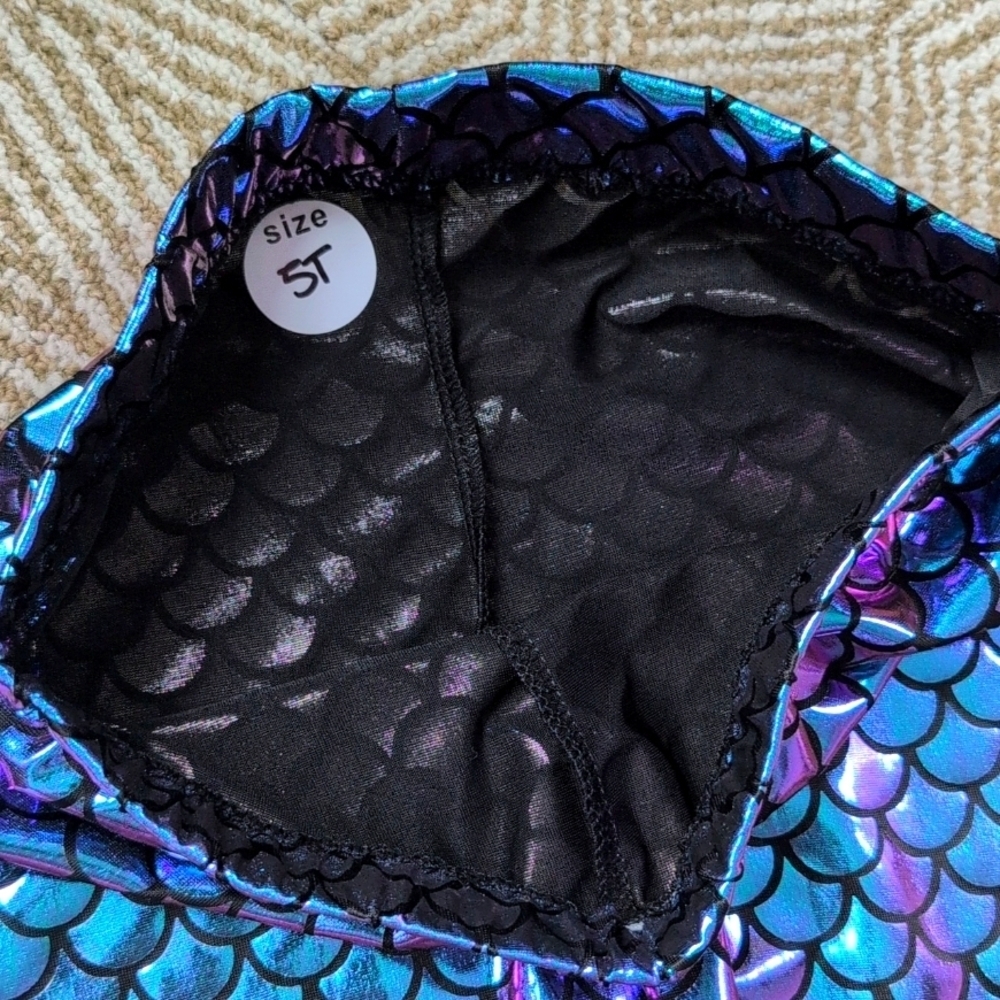 New Shiny Blue Purple Mermaid Bell-Bottoms Leggings Pants Halloween Costume 5T - Picture 3 of 6